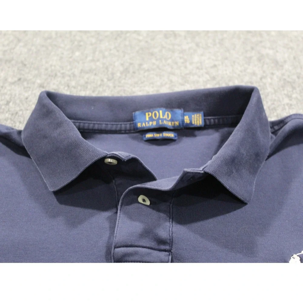 Polo Ralph Lauren Mens Navy Blue Pima Soft Touch Polo Shirt‎ Size XL